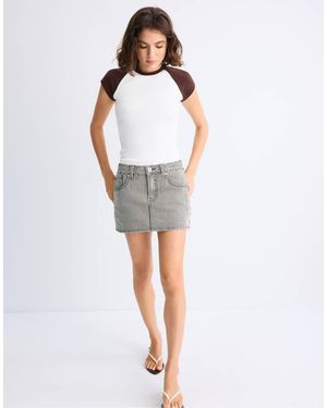 Stradivarius D62 Skort Dritta A Righe - Bianco