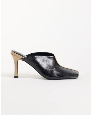 ASOS Perla Square Toe High Heeled Mules - Black