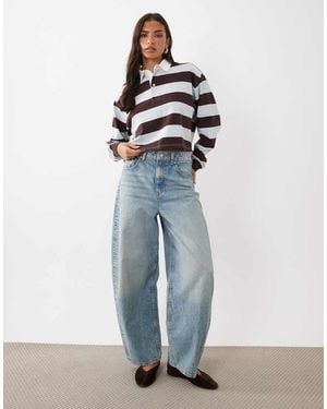 GOOD AMERICAN Cropped Rugby Polo - Blue