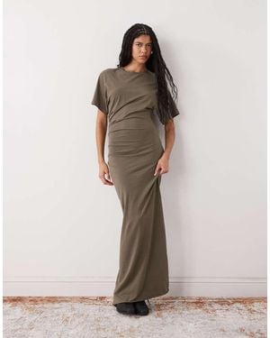 Weekday Cinched Waist Jersey Maxi Dress - Grey