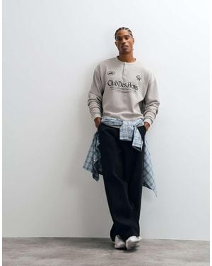 ASOS Superzware Boxy Oversized T-Shirt Met Print - Grijs