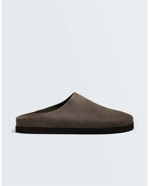 Oysho Suede Mules - Brown