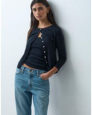 Abercrombie & Fitch Pointelle Cami And Cardigan - Blue