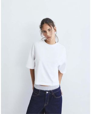Pull&Bear Boxy-Fit Short Sleeve T-Shirt - White