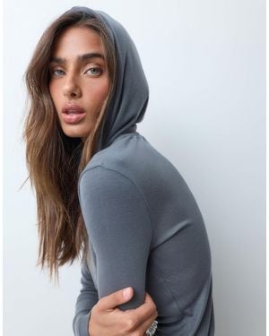 ASOS Premium Hooded Long Sleeve Top - Blue