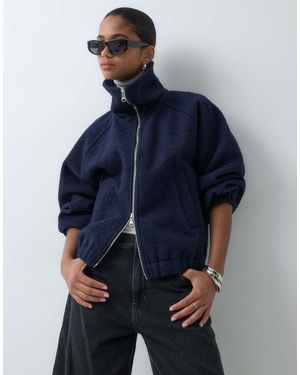ARKET Chaqueta Bomber De Lana Afieltrada Con Cuello Alzado En-Negro - Azul