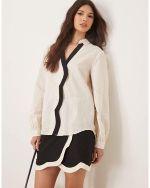 Never Fully Dressed Miley Contrast Shirt Co-ord - Natural