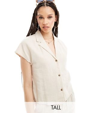 JDY Tall Chemise d'ensemble manches courtes en lin - beige - Blanc