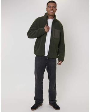 South Beach Fleece Borg Zip Jacket - Green
