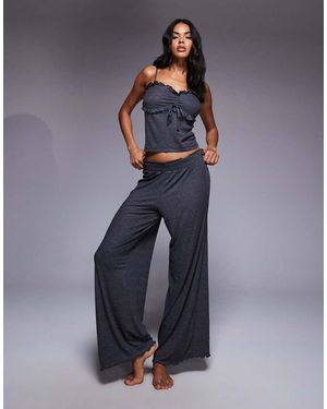 Boux Avenue Frill Ribbed Cami Top And Trousers Pyjama Set - Blue