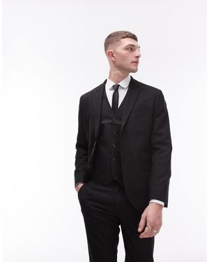 TOPMAN Skinny Textured Suit Jacket - Black