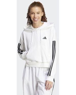 adidas Originals Essentials 3-Stripes French Terry Quarter-Zip Hoodie - White