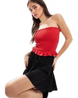 Pieces High Waisted Floaty Shorts - Red
