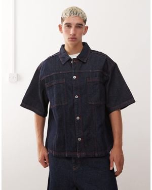 Collusion Denim Boxy Oversized Shirt - Blue