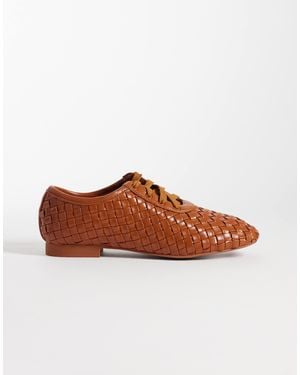 JW PEI Kayla Weave Strap Lace Up Shoes - Brown
