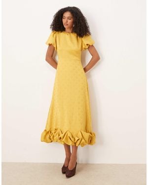 Sister Jane Puff Sleeve Bubble Hem Maxi Dress - Yellow