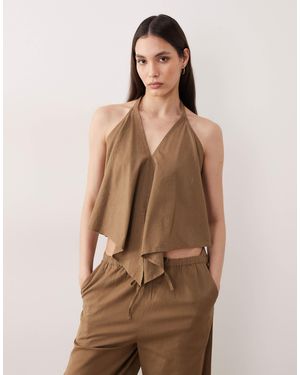 esmé studios Esmee Halter Beach Crop Top - Brown