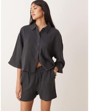 Jdy Cheesecloth Shorts Co-ord - Gray