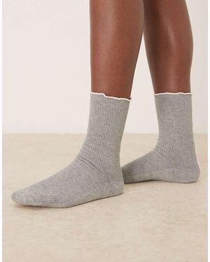 ASOS Wavy Stitched Detail Socks - Natural