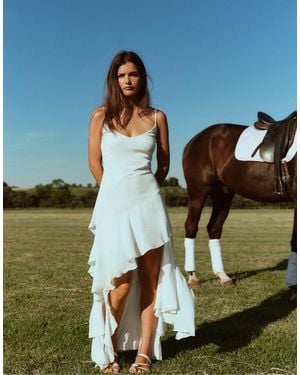 Stradivarius – asymmetrisches trägerkleid - Blau