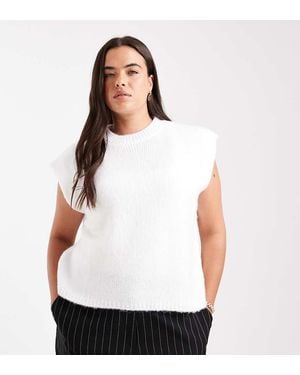ASOS Asos Design Curve Knit Boxy Shoulder Detail Tank Top - White