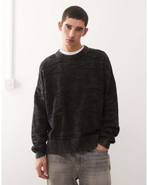 Weekday Boxy Fit 3d Texture Effect Jumper - Black
