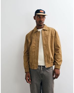 ASOS Real Leather Oversized Bomber - Natural