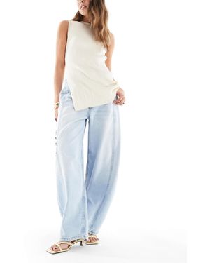 ASOS Jean court ample oversize avec empiècements - clair authentique délavé - Bleu