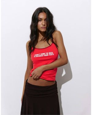 Pull&Bear Strappy Top With Text - Red