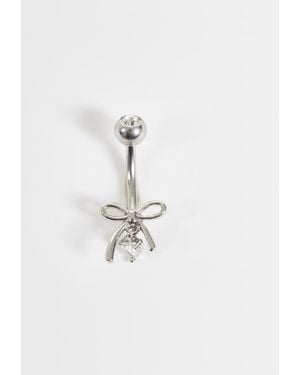 Kingsley Ryan Dangley Gemtset Bow Belly Bar - White