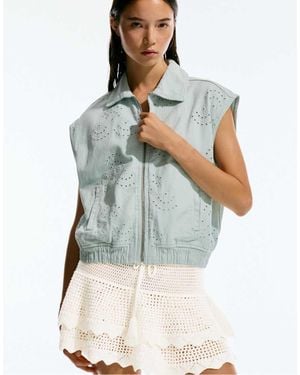Pull&Bear Gehaakte Mini Rok Met Ruches - Wit