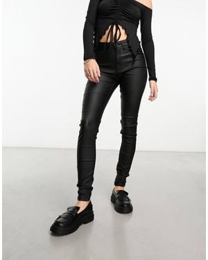 Noisy May Callie Coated Skinny Jeans - Black
