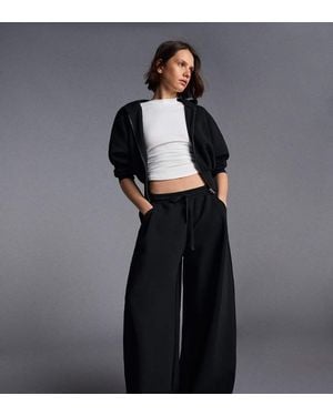 Bershka Petite Modal Barrel Trousers - Black