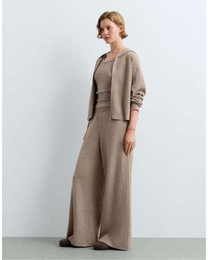 Oysho Openwork Straight-Leg Knit Trousers - Brown