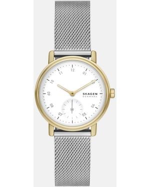 Skagen – kuppel lille – damenuhr aus goldfarbenem edelstahl mit zwei zeigern und untersekunde - Weiß