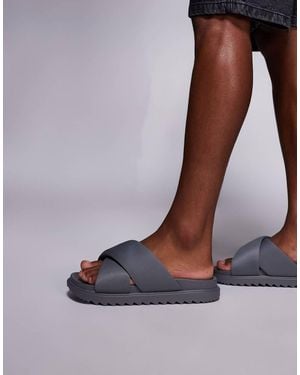 ASOS Padded Cross Over Strap Sandals - Grey