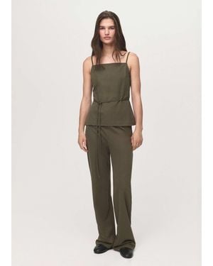 Mango Pantalon d'ensemble droit - kaki - Vert