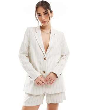 Vero Moda Mix And Match Linen Touch Oversized Blazer Co-Ord - White