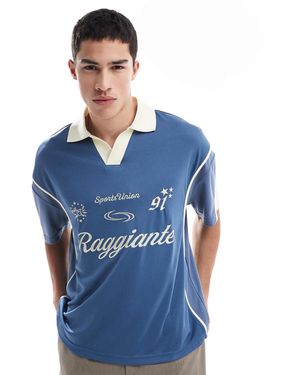 Pull&Bear Retro Regatta Sport Polo - Blue