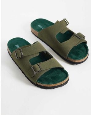 Only & Sons Faux Suede Mule Sandals - Green