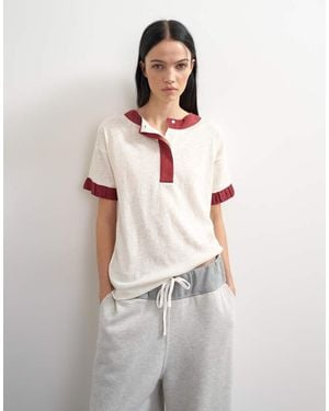 TOPSHOP X Talia Byre Top De Punto Con Ribetes A Contraste En - Blanco