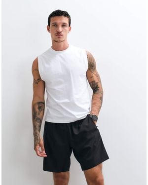 4505 Shrunken Muscle Fit Cotton Tank With Quick Dry Finish - White