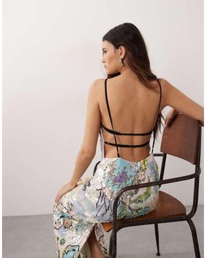 ARRANGE Floral Embellished Open Back Maxi Dress - Multicolour
