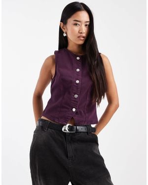 Miss Selfridge Denim Fitted Waistcoat - Purple