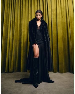 ASOS Longline Faux Fur Car Coat - Green
