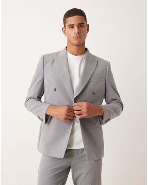 ASOS Double Breasted Slim Suit Jacket - Grey
