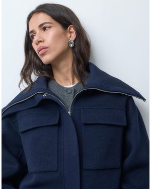 Lacoste Cropped Zip Up Padded Jacket - Blue