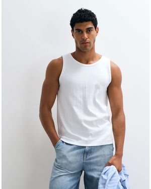 SELECTED Ribbed Vest Top - White