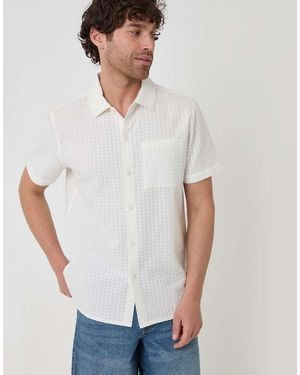 Threadbare Textured Cotton Short Sleeve Shirt - White