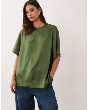 ASOS Satin Short Sleeve Top - Green